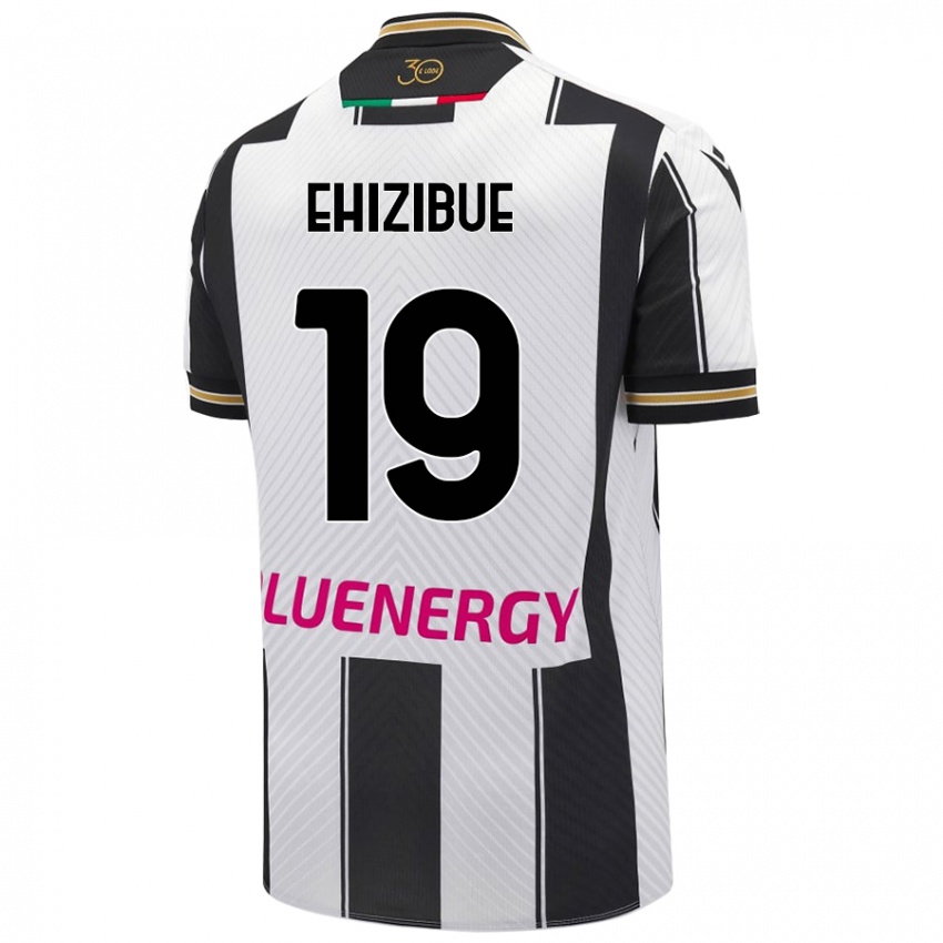 Bambino Maglia Kingsley Ehizibue #19 Bianco Nero Kit Gara Home 2024/25 Maglietta