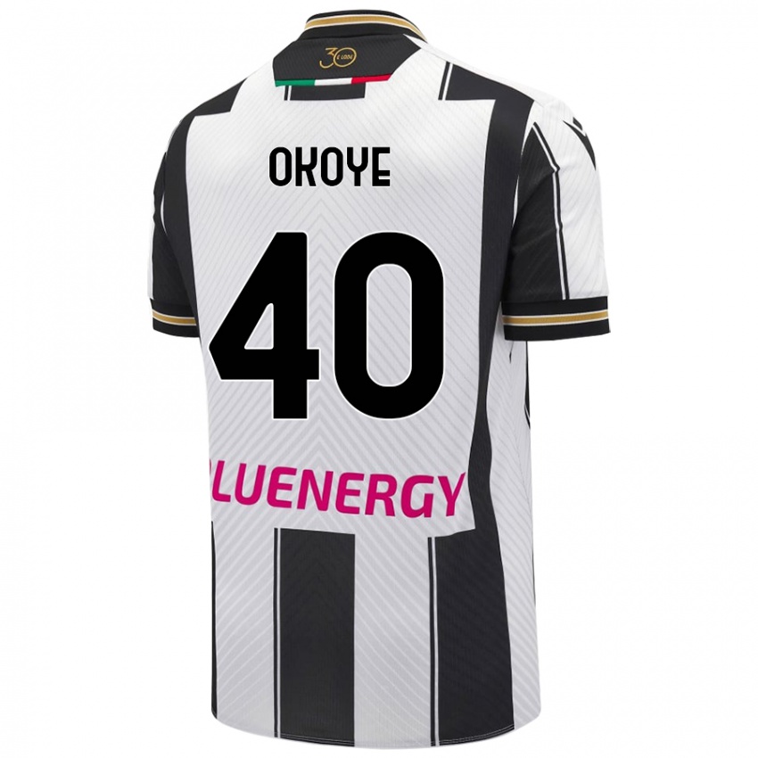 Bambino Maglia Maduka Okoye #40 Bianco Nero Kit Gara Home 2024/25 Maglietta