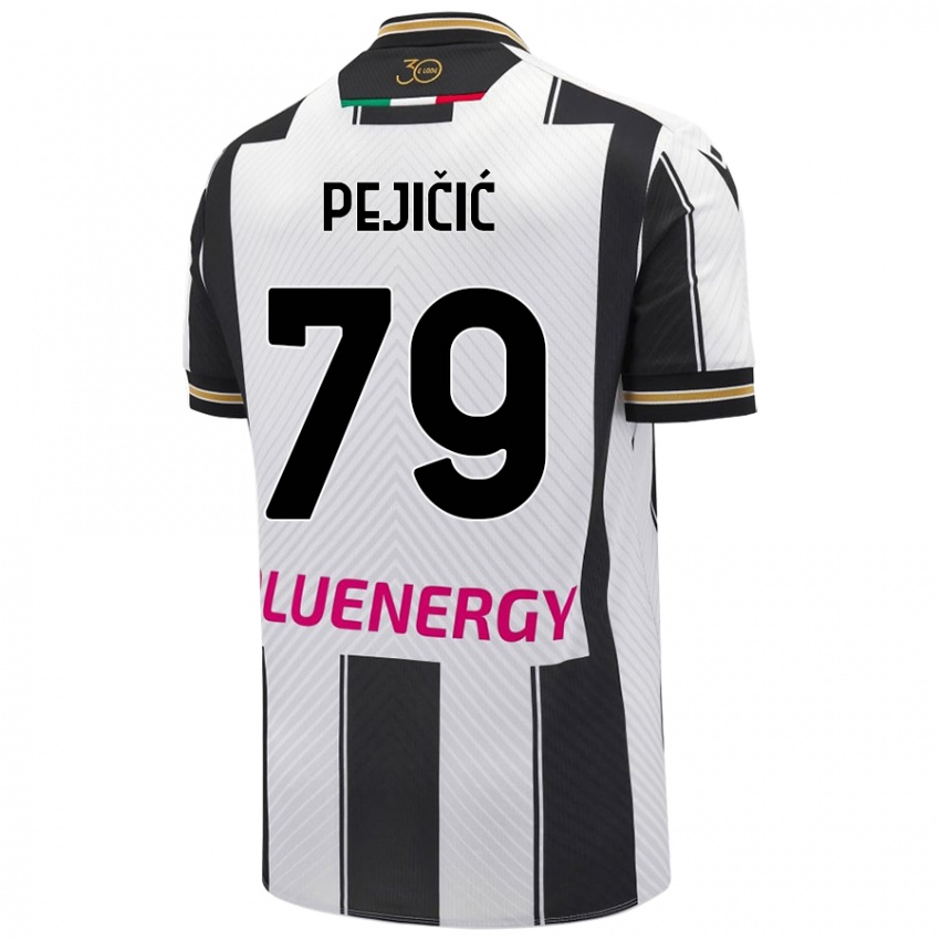 Bambino Maglia David Pejičić #79 Bianco Nero Kit Gara Home 2024/25 Maglietta