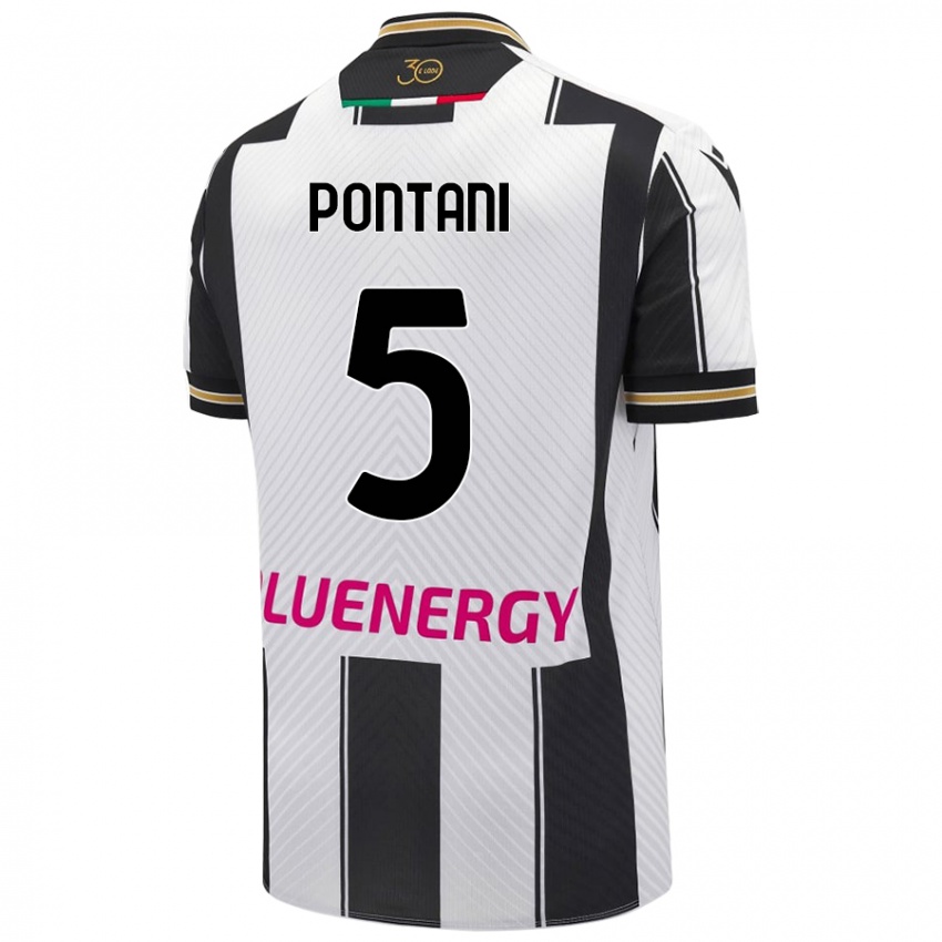 Bambino Maglia Leonardo Pontani #5 Bianco Nero Kit Gara Home 2024/25 Maglietta