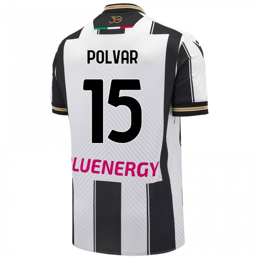 Bambino Maglia Francesco Polvar #15 Bianco Nero Kit Gara Home 2024/25 Maglietta