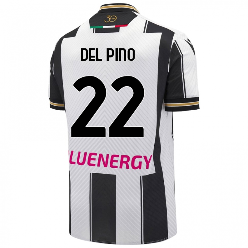 Bambino Maglia Lorenzo Del Pino #22 Bianco Nero Kit Gara Home 2024/25 Maglietta