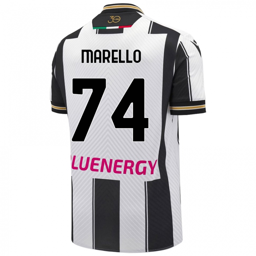 Bambino Maglia Mattia Marello #74 Bianco Nero Kit Gara Home 2024/25 Maglietta