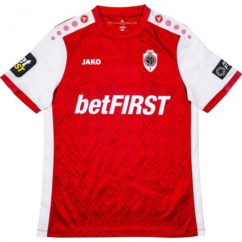 Bambino Maglia Youssef Hamdaoui #25 Rosso Bianco Kit Gara Home 2024/25 Maglietta