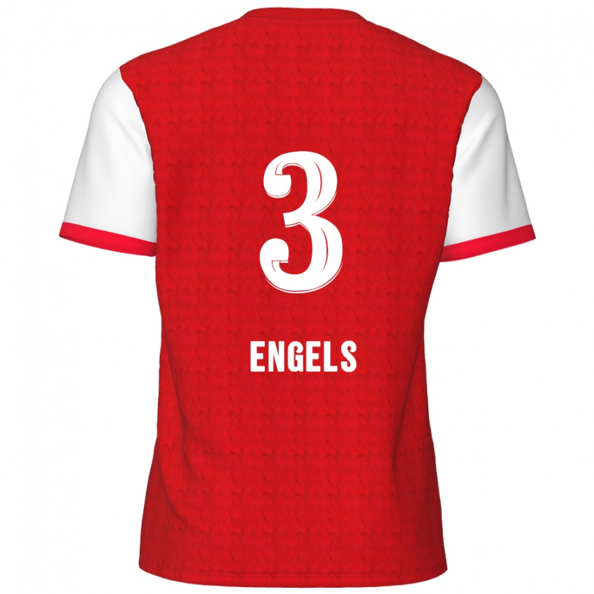 Bambino Maglia Björn Engels #3 Rosso Bianco Kit Gara Home 2024/25 Maglietta