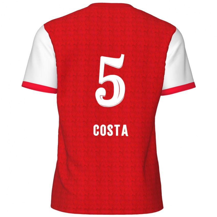 Bambino Maglia Ayrton Costa #5 Rosso Bianco Kit Gara Home 2024/25 Maglietta