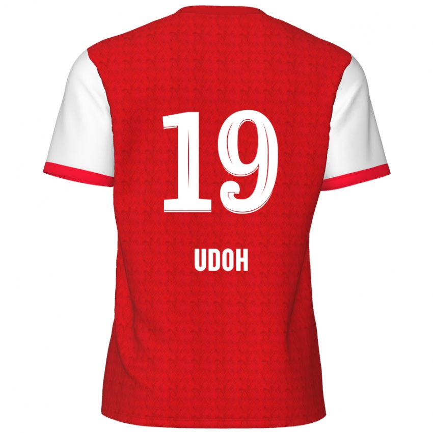 Bambino Maglia Victor Udoh #19 Rosso Bianco Kit Gara Home 2024/25 Maglietta