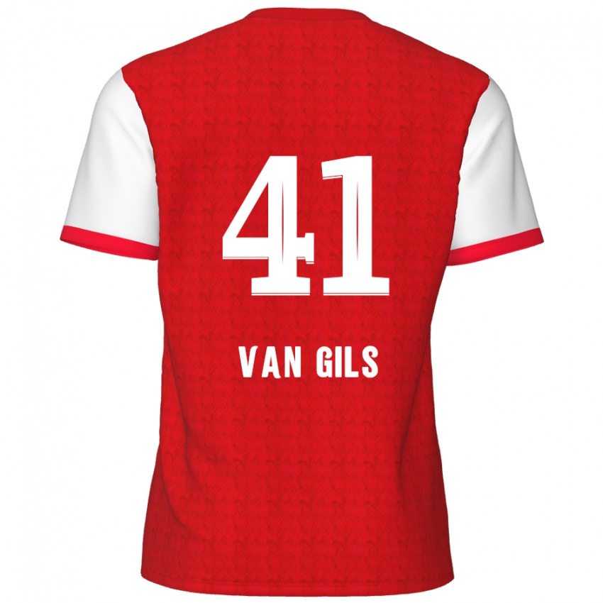 Bambino Maglia Mathis Van Gils #41 Rosso Bianco Kit Gara Home 2024/25 Maglietta