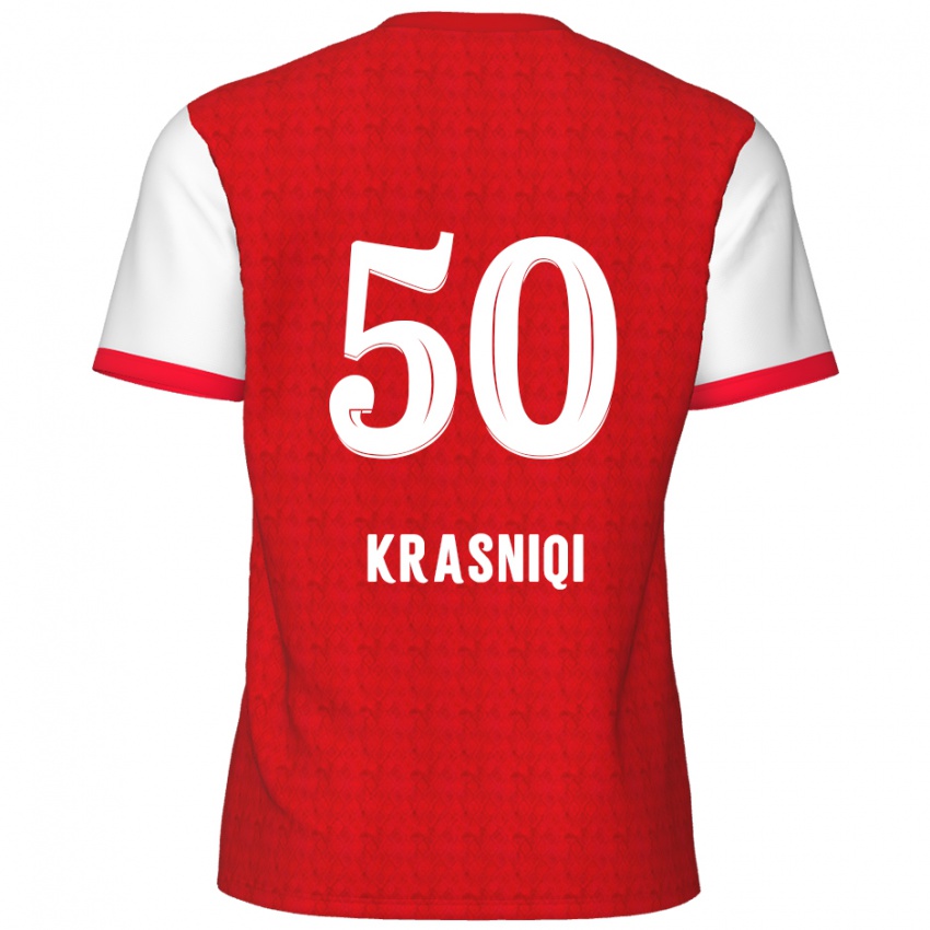 Bambino Maglia Laurit Krasniqi #50 Rosso Bianco Kit Gara Home 2024/25 Maglietta