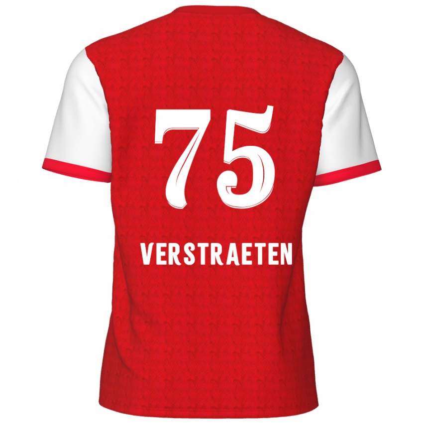 Bambino Maglia Andreas Verstraeten #75 Rosso Bianco Kit Gara Home 2024/25 Maglietta