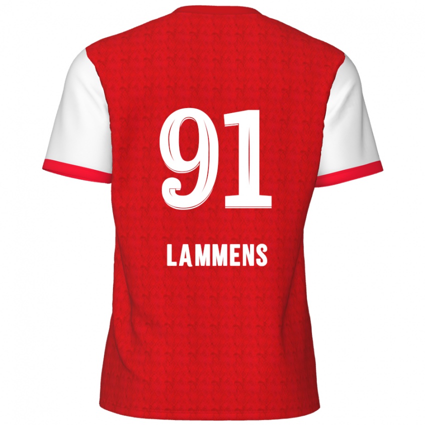 Bambino Maglia Senne Lammens #91 Rosso Bianco Kit Gara Home 2024/25 Maglietta