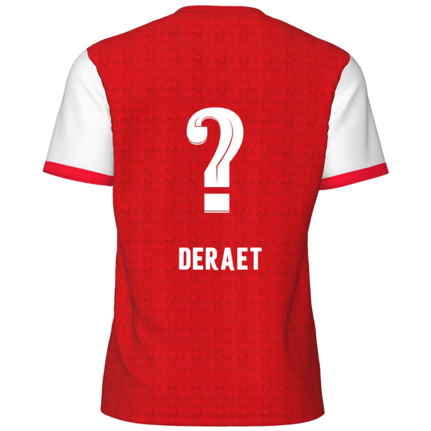 Bambino Maglia Xavi Deraet #0 Rosso Bianco Kit Gara Home 2024/25 Maglietta