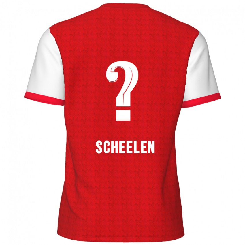 Bambino Maglia Thijme Scheelen #0 Rosso Bianco Kit Gara Home 2024/25 Maglietta