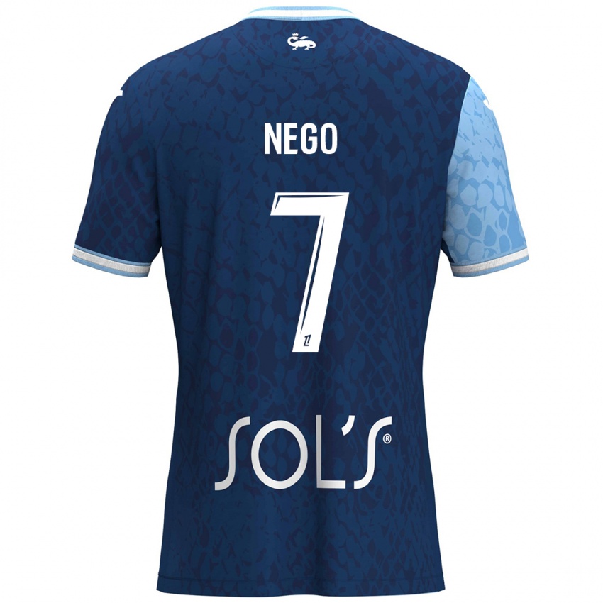 Bambino Maglia Loïc Nego #7 Azzurro Blu Scuro Kit Gara Home 2024/25 Maglietta