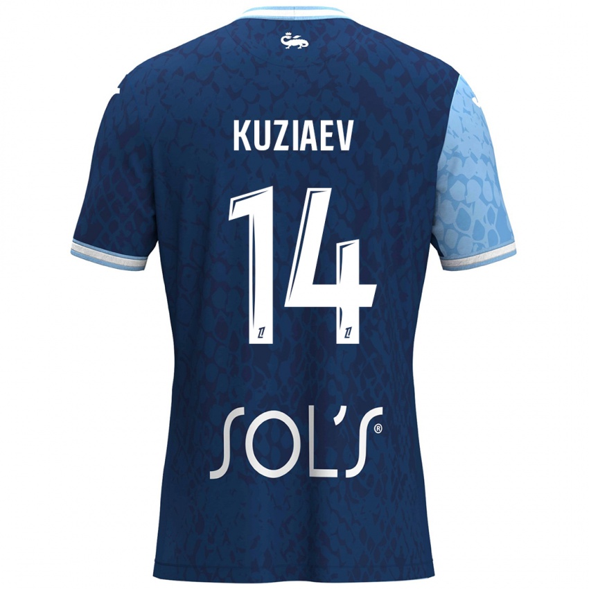 Bambino Maglia Daler Kuzyaev #14 Azzurro Blu Scuro Kit Gara Home 2024/25 Maglietta