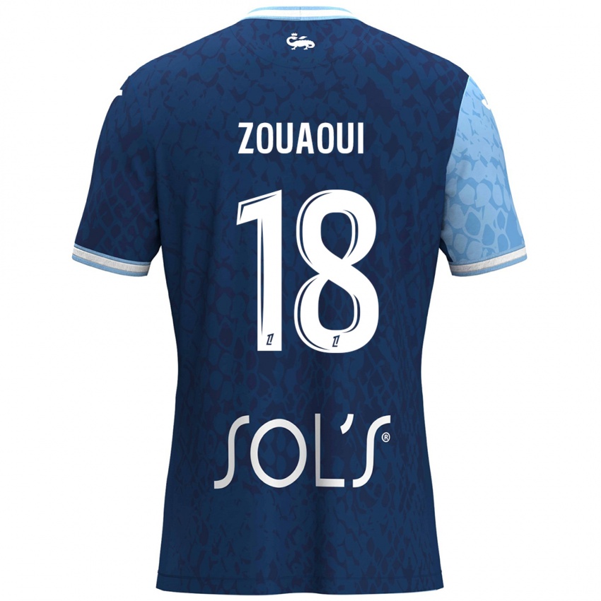 Bambino Maglia Yanis Zouaoui #18 Azzurro Blu Scuro Kit Gara Home 2024/25 Maglietta