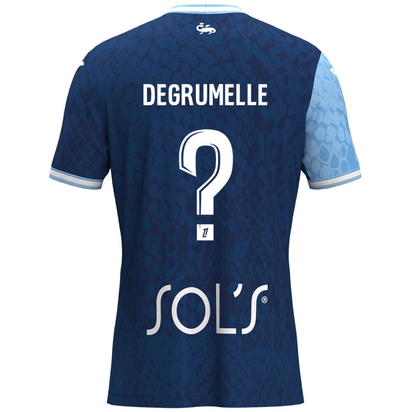 Bambino Maglia Matéo Degrumelle #0 Azzurro Blu Scuro Kit Gara Home 2024/25 Maglietta