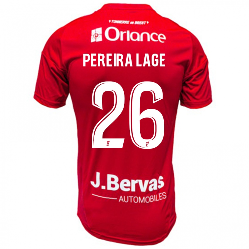 Bambino Maglia Mathias Pereira Lage #26 Rosso Bianco Kit Gara Home 2024/25 Maglietta