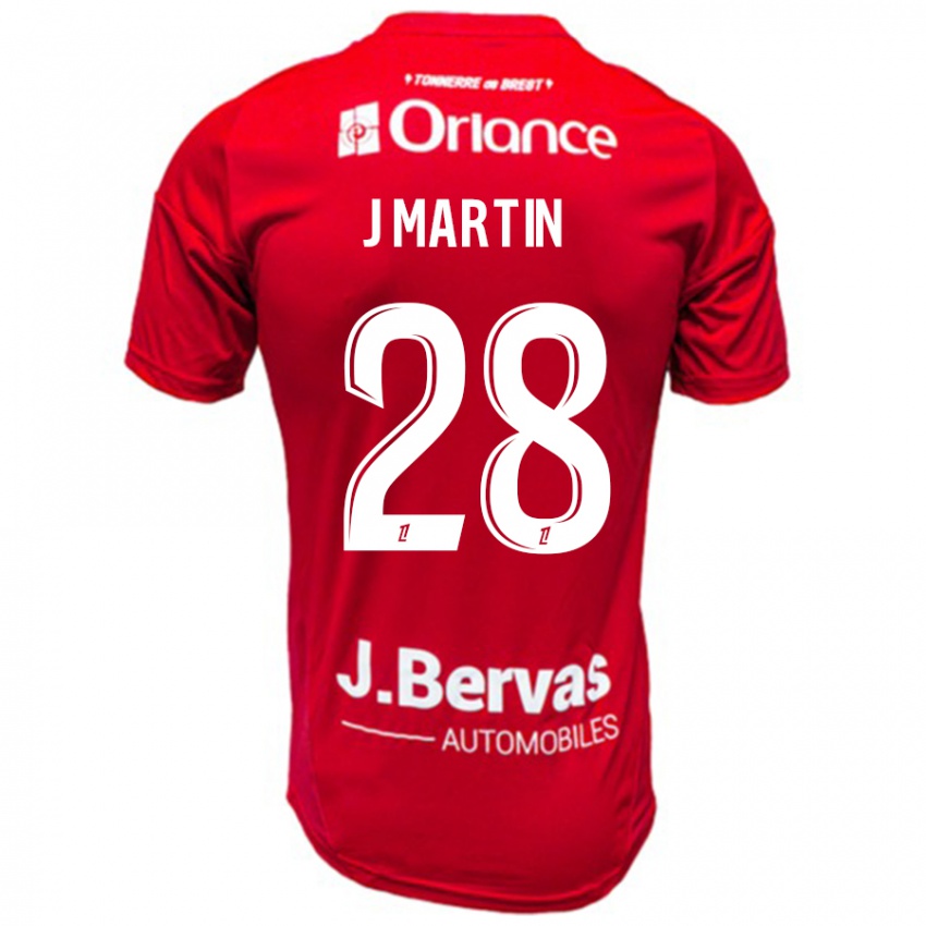 Bambino Maglia Jonas Martin #28 Rosso Bianco Kit Gara Home 2024/25 Maglietta