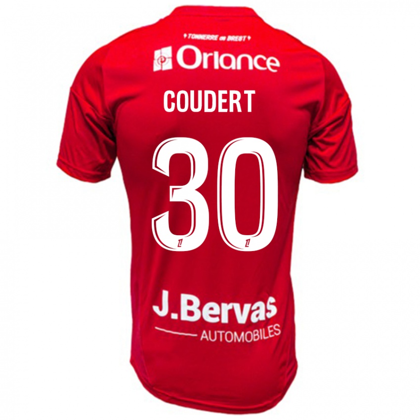 Bambino Maglia Grégoire Coudert #30 Rosso Bianco Kit Gara Home 2024/25 Maglietta