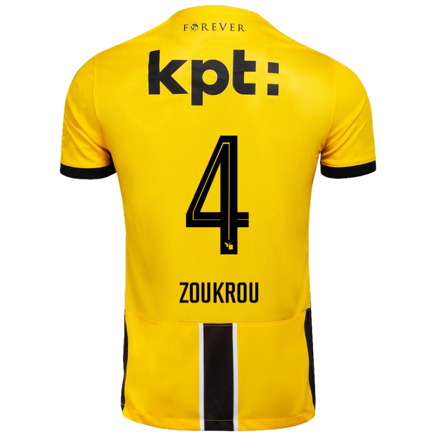 Bambino Maglia Tanguy Zoukrou #4 Giallo Nero Kit Gara Home 2024/25 Maglietta