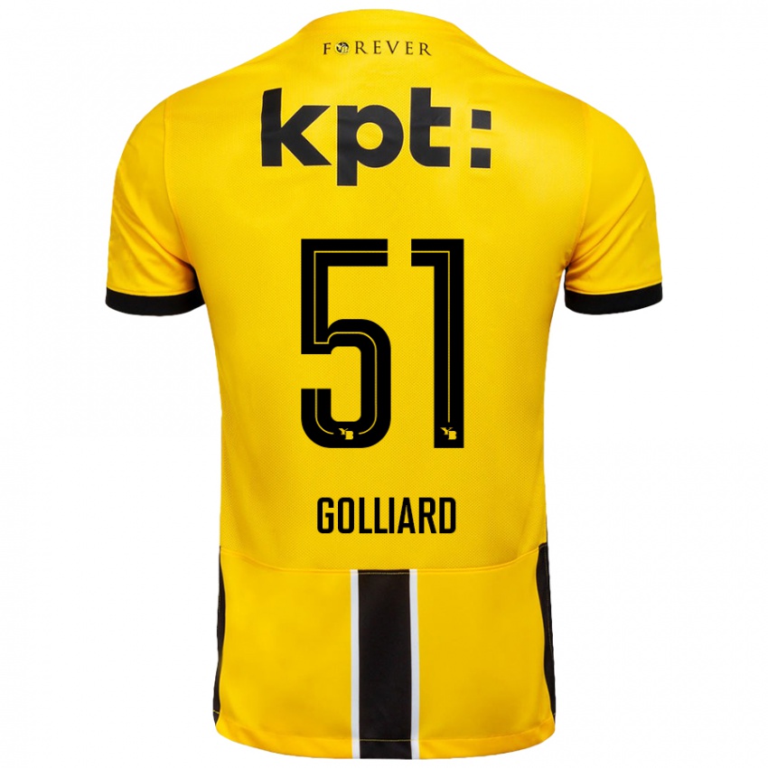 Bambino Maglia Théo Golliard #51 Giallo Nero Kit Gara Home 2024/25 Maglietta