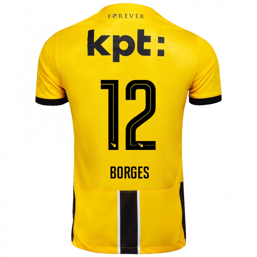 Bambino Maglia David Borges #12 Giallo Nero Kit Gara Home 2024/25 Maglietta