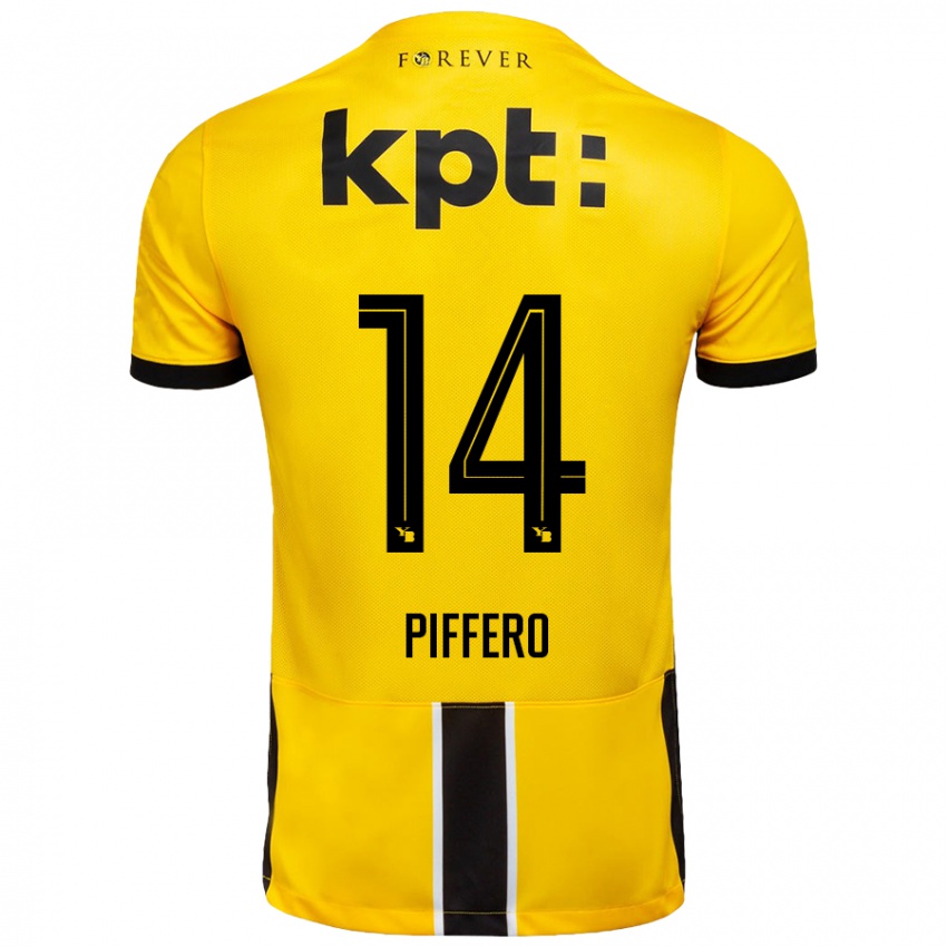 Bambino Maglia David Piffero #14 Giallo Nero Kit Gara Home 2024/25 Maglietta