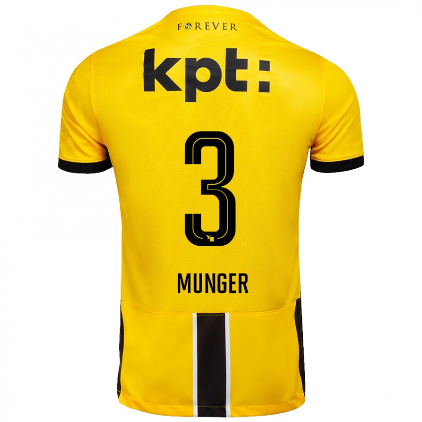 Bambino Maglia Noa Münger #3 Giallo Nero Kit Gara Home 2024/25 Maglietta