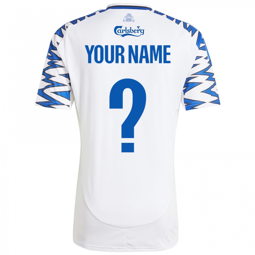 Bambino Maglia Il Tuo Nome #0 Bianco Azzurro Kit Gara Home 2024/25 Maglietta