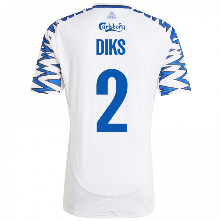 Bambino Maglia Kevin Diks #2 Bianco Azzurro Kit Gara Home 2024/25 Maglietta