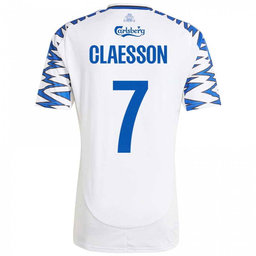 Bambino Maglia Viktor Claesson #7 Bianco Azzurro Kit Gara Home 2024/25 Maglietta