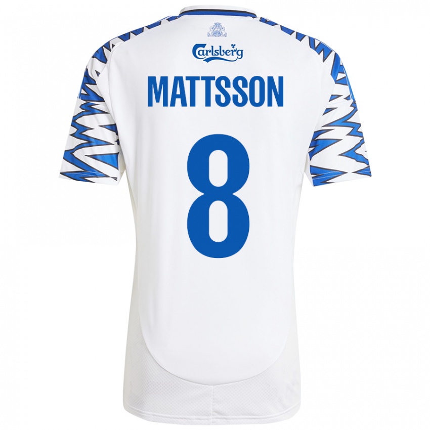 Bambino Maglia Magnus Mattsson #8 Bianco Azzurro Kit Gara Home 2024/25 Maglietta