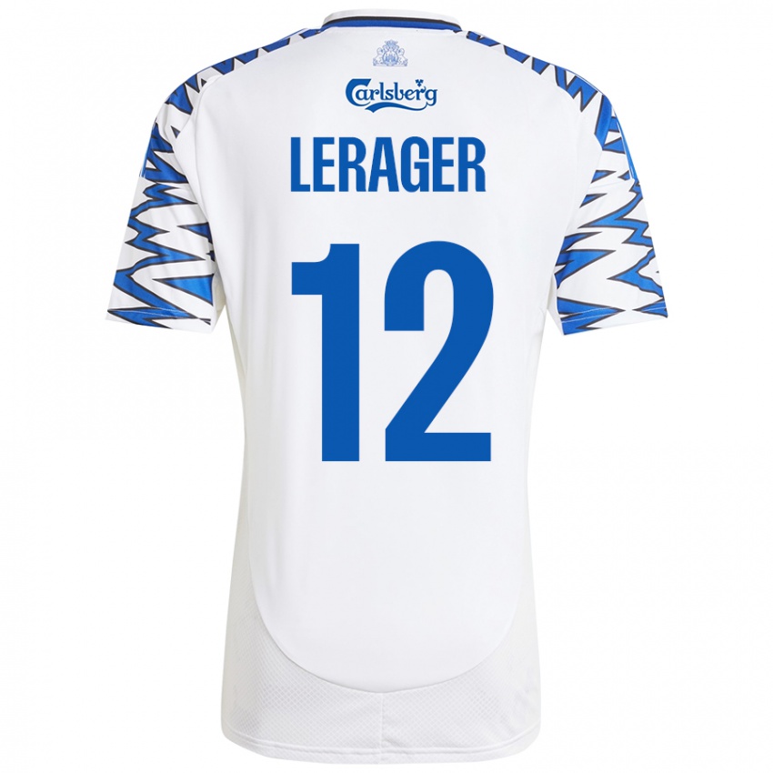 Bambino Maglia Lukas Lerager #12 Bianco Azzurro Kit Gara Home 2024/25 Maglietta