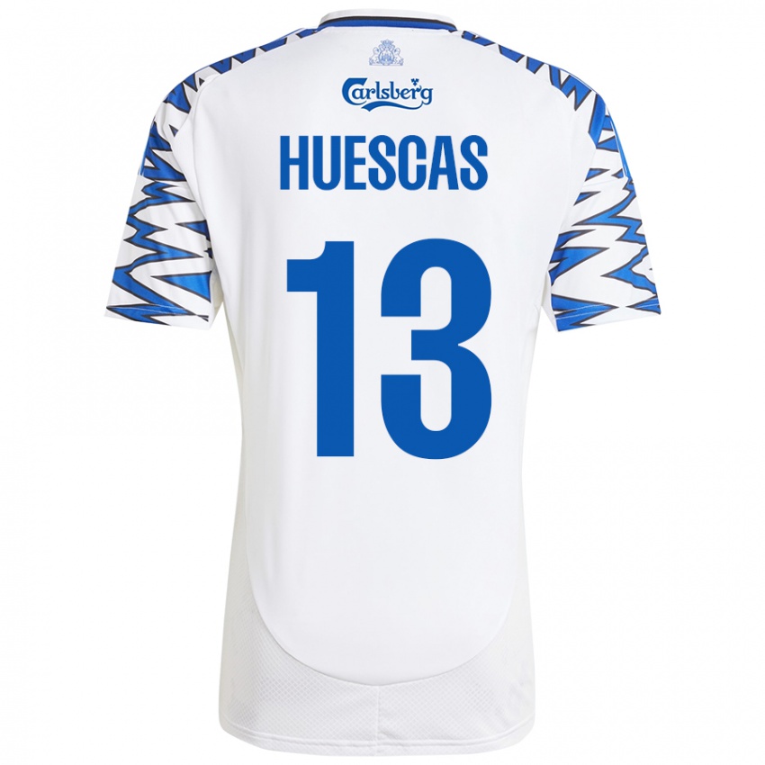 Bambino Maglia Rodrigo Huescas #13 Bianco Azzurro Kit Gara Home 2024/25 Maglietta