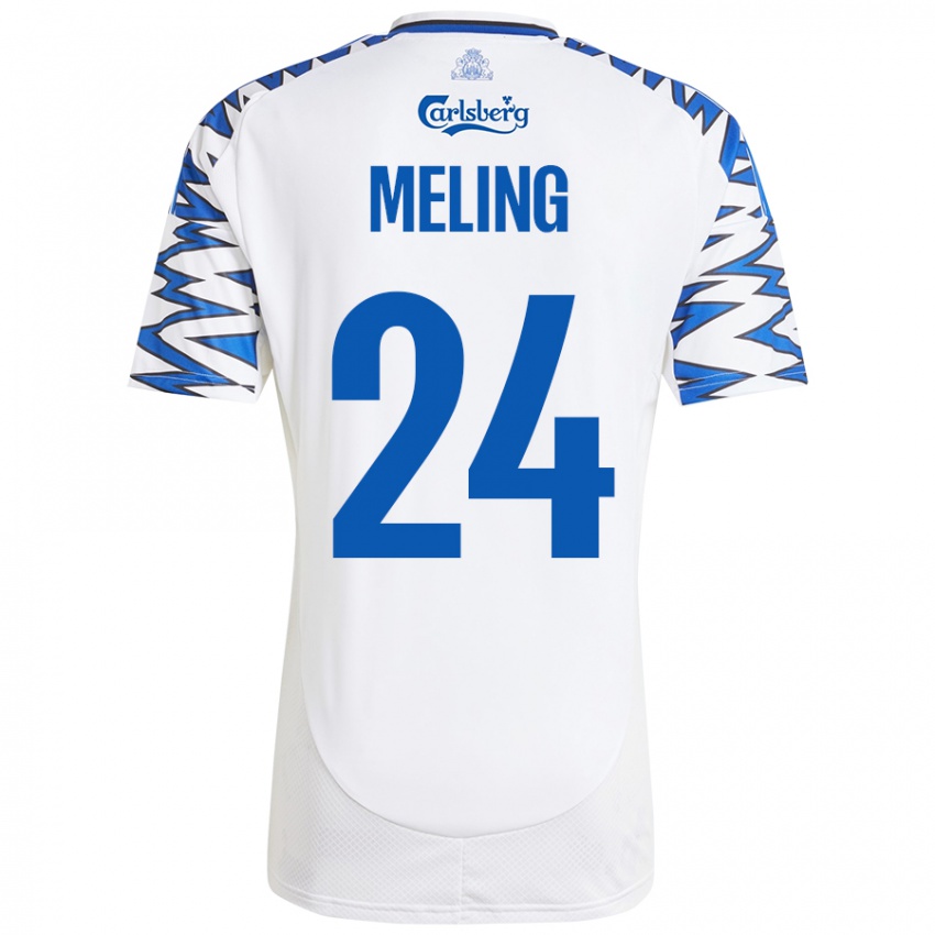 Bambino Maglia Birger Meling #24 Bianco Azzurro Kit Gara Home 2024/25 Maglietta