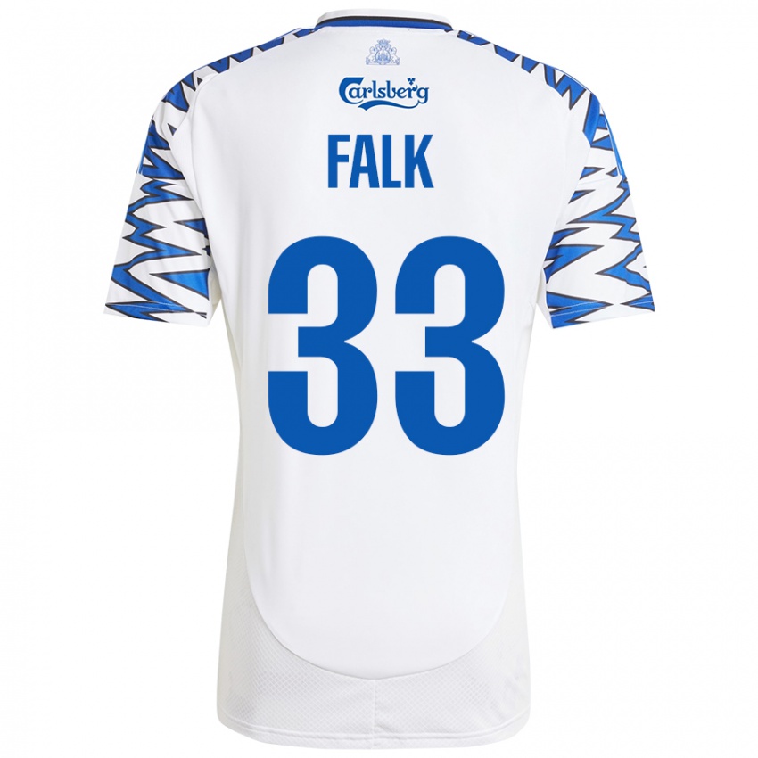 Bambino Maglia Rasmus Falk #33 Bianco Azzurro Kit Gara Home 2024/25 Maglietta