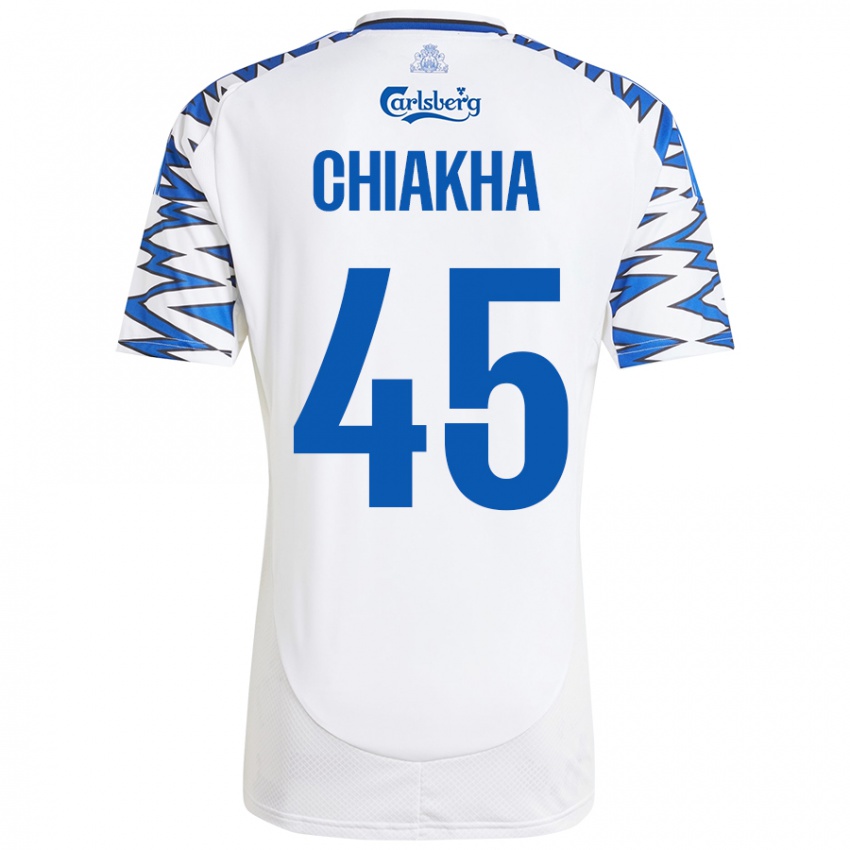 Bambino Maglia Amin Chiakha #45 Bianco Azzurro Kit Gara Home 2024/25 Maglietta