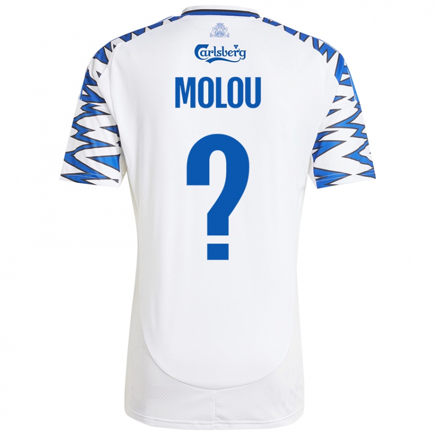 Bambino Maglia Yvann Molou #0 Bianco Azzurro Kit Gara Home 2024/25 Maglietta