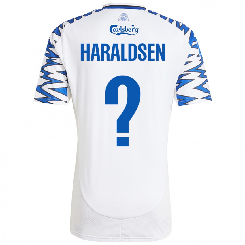 Bambino Maglia Henrik Haraldsen #0 Bianco Azzurro Kit Gara Home 2024/25 Maglietta