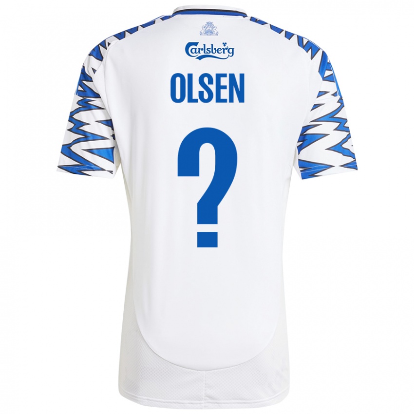 Bambino Maglia Gunnar Olsen #0 Bianco Azzurro Kit Gara Home 2024/25 Maglietta