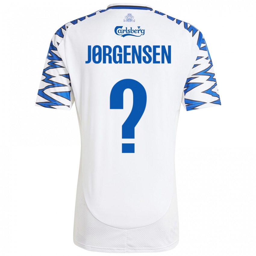 Bambino Maglia Mads Jørgensen #0 Bianco Azzurro Kit Gara Home 2024/25 Maglietta