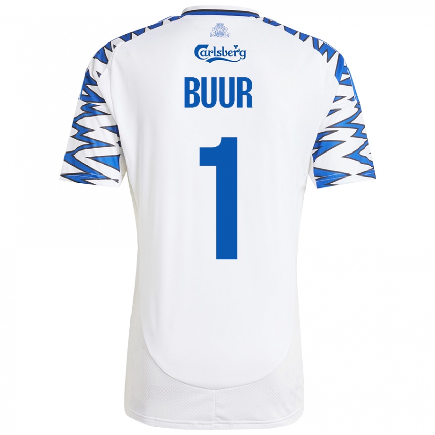 Bambino Maglia Oscar Buur #1 Bianco Azzurro Kit Gara Home 2024/25 Maglietta