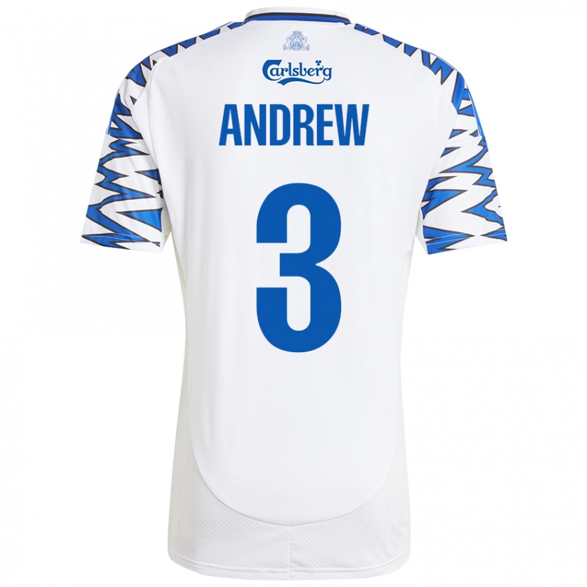 Bambino Maglia Tristan Andrew #3 Bianco Azzurro Kit Gara Home 2024/25 Maglietta