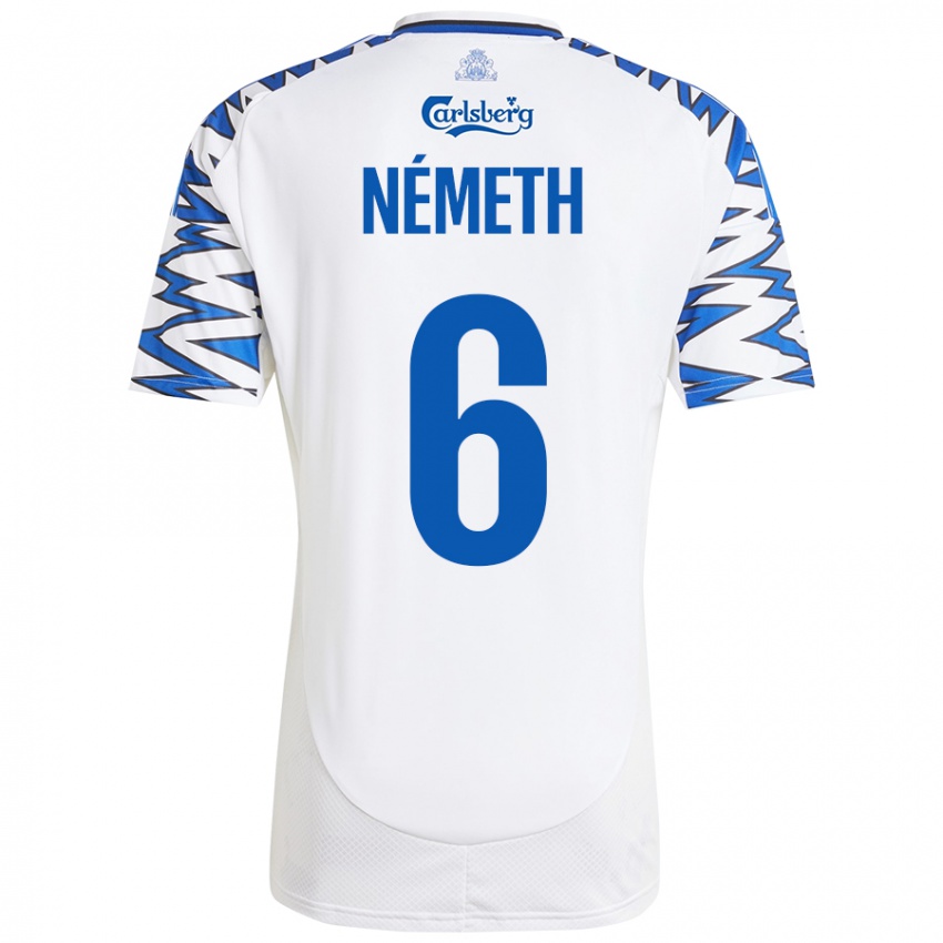 Bambino Maglia Hunor Németh #6 Bianco Azzurro Kit Gara Home 2024/25 Maglietta