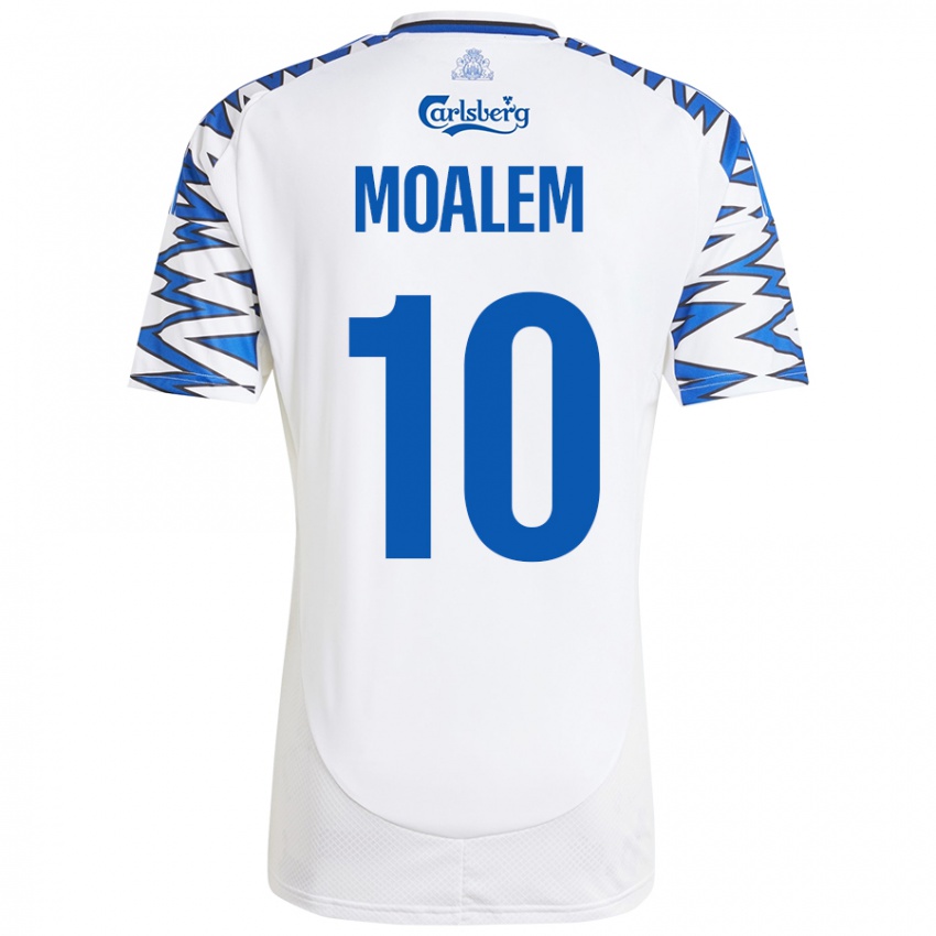 Bambino Maglia Jonathan Moalem #10 Bianco Azzurro Kit Gara Home 2024/25 Maglietta