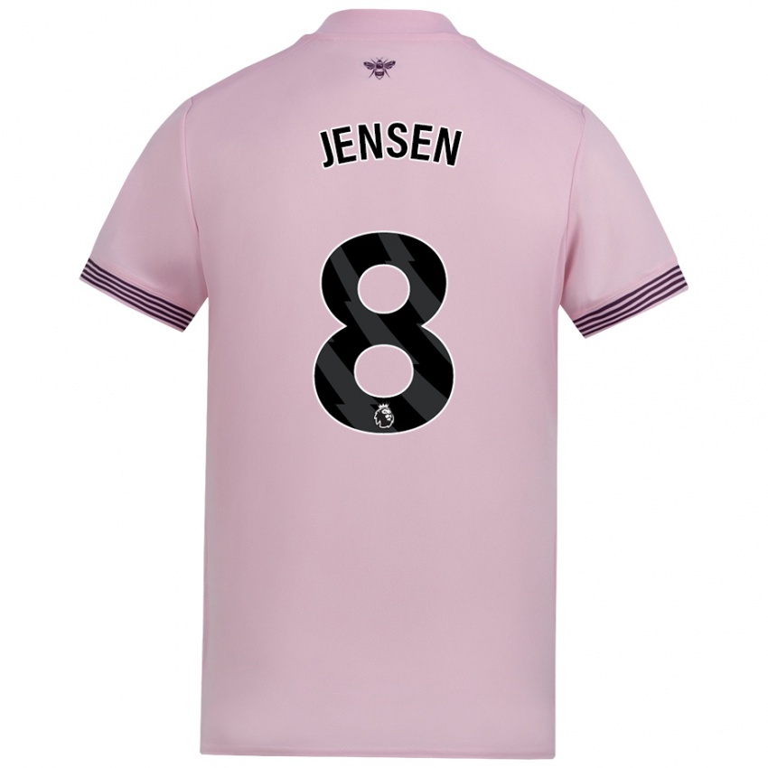 Bambino Maglia Mathias Jensen #8 Rosa Kit Gara Away 2024/25 Maglietta