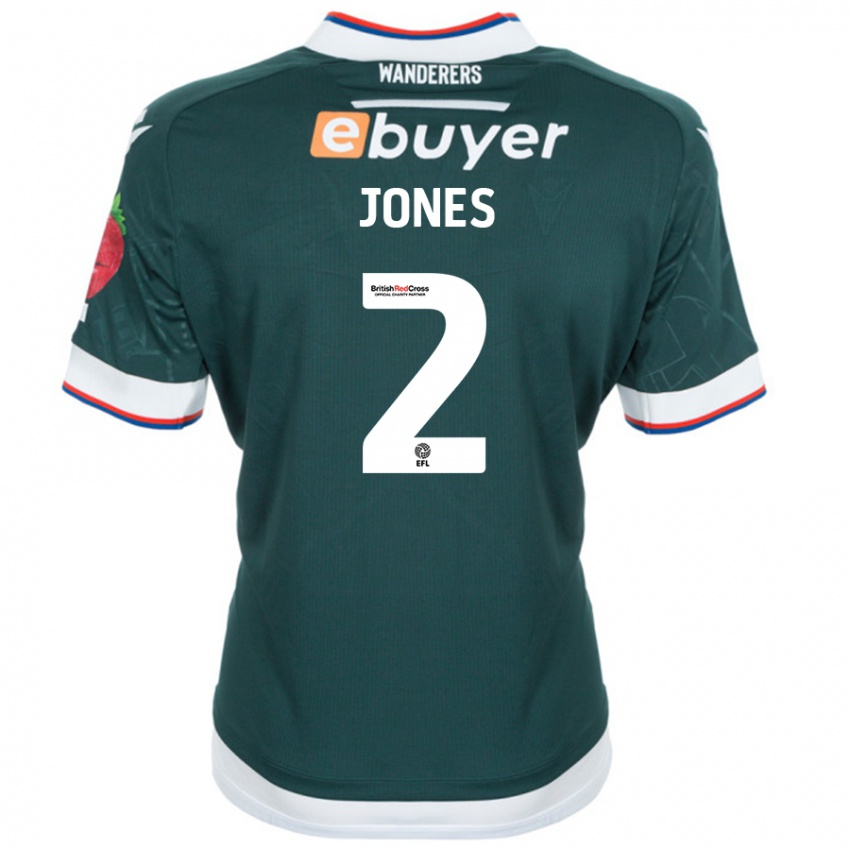 Bambino Maglia Gethin Jones #2 Verde Scuro Kit Gara Away 2024/25 Maglietta