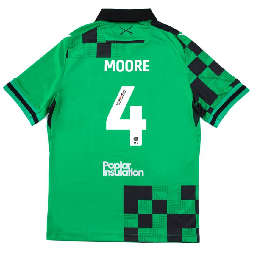 Bambino Maglia Taylor Moore #4 Verde Nero Kit Gara Away 2024/25 Maglietta