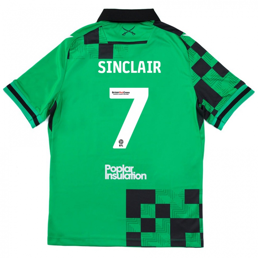 Bambino Maglia Scott Sinclair #7 Verde Nero Kit Gara Away 2024/25 Maglietta